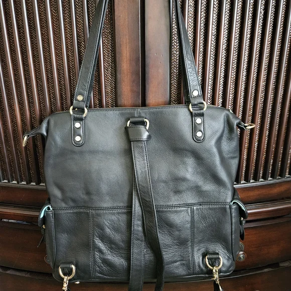 Lily Jade Meggan Black Leather Diaper Bag SALE SALE SALE all Offers - Picture 6 of 12